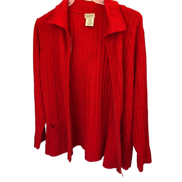 Vintage Classic Elements Woman Red Zip up Sweater Pre-Owned Size 24-26W - Picture 1 of 9